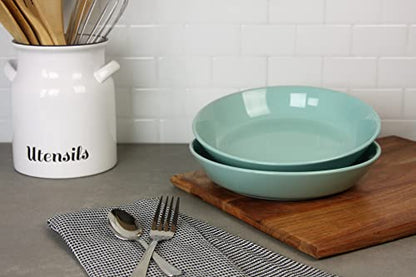 Double Line 9.5"/36 oz Dinner Bowl, Set of 2, Seafoam - color: Seafoam, size: Dinner Bowl
