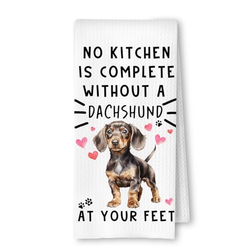 Dachshund Funny Dog Kitchen Towels for Bathroom- Wiener Waffle Weave Hand Towels,A Kitchen is Not Complete Without A Dachshund Dish Towel,Dog Lovers Gift,16×24 Inch - color: Dachshund at Your Feet