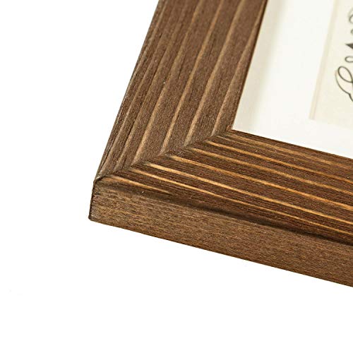 Rustic Solid Wood Square Collage Photo Frame 12x12 inch – Display Four (4) 4x6 inch Pictures with Mat Wall Tabletop - Brown - color: Brown Wenge