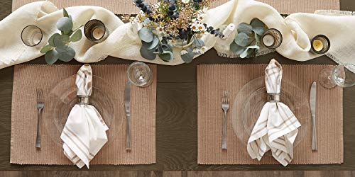 DII Basic Everyday Ribbed Tabletop 100% Cotton, Placemat Set, 13x19, Stone, 6 Piece - color: Stone, size: 13x19"
