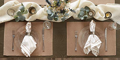 DII Basic Everyday Ribbed Tabletop 100% Cotton, Placemat Set, 13x19, Stone, 6 Piece - color: Stone, size: 13x19"