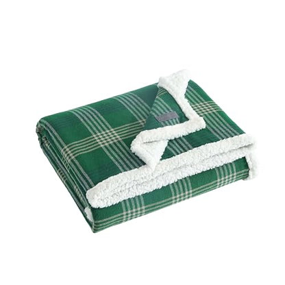 Eddie Bauer - Throw Blanket, Soft & Reversible Cotton Flannel Bedding, Throw Blanket for Couch or Bed (Union Bay Green, 50" x 60") - color: Union Bay Green