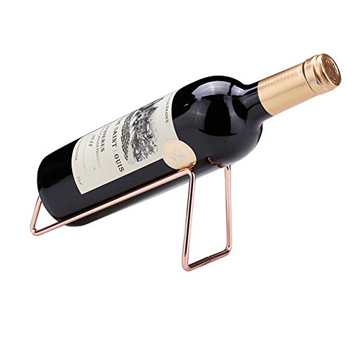 Countertop Wine Rack and Coffee Syrup Rack- Freestanding Black Metal Wine Bottle Holder - Tabletop Wine Holder Stand for Cabinet, Pantry - color: Rose Gold, size: 1