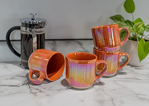 Elanze Designs Glossy Reactive Glaze Large 17 Fluid Ounce Everyday Kitchen Food Grade Ceramic Stoneware Coffee Mug Cup with Comfort Curved Handles, Set of 4, Burnt Orange - color: Burnt Orange