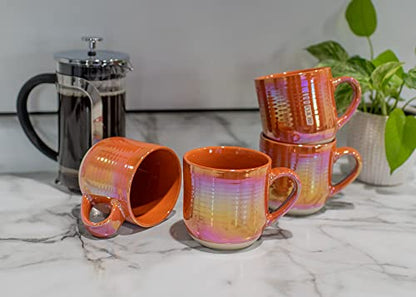 Elanze Designs Glossy Reactive Glaze Large 17 Fluid Ounce Everyday Kitchen Food Grade Ceramic Stoneware Coffee Mug Cup with Comfort Curved Handles, Set of 4, Burnt Orange - color: Burnt Orange