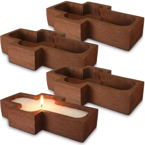 FoldTier 4 Pcs Wooden Dough Bowl Bulk Wood Decorative Rustic Wooden Bowls Wedding Table Centerpiece for Living Room Home Dining Room Kitchen Easter Decoration(Brown,10" X 6" X 2",Cross) - color: Brown, size: 10'' X 6'' X 2'', style: Cross