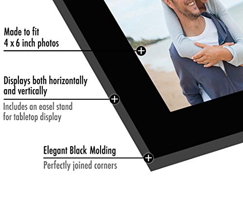 Americanflat 4x6 Picture Frame with Shatter-Resistant Glass - Set of 2 - Signature Collection - Gallery-Style Frames Made of Engineered Wood - Picture Frames for Tabletop and Wall Display - Black | Shatter-resistant glass, wall or tabletop display with in