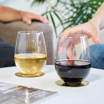 True Vino Stemless Wine Glasses Set, Modern Drinking Glasses for Red and White Wines, Cocktails, Beverages, Wedding Gifts, Housewarming, Birthday, Elegant Glassware, Home Bar, 21 oz, Set of 4 - size: Set of 4, style: Grand Cru