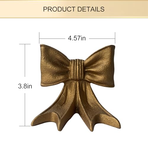 Gold Bow Bookends, Set of 2 Heavy-Duty Metal Book Ends for Heavy Books, Decorative Book Ends Holders for Shelves, Modern Home Office Desk Accent Decor(4.3 Pounds)