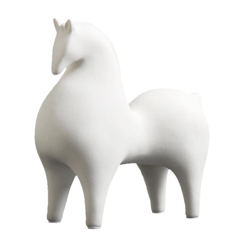 Modern Simple Ceramic White Horse Living Room Home Office Decoration (Lager White Horse) - size: Large