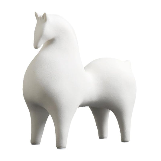Modern Simple Ceramic White Horse Living Room Home Office Decoration (Small White Horse) - size: samll