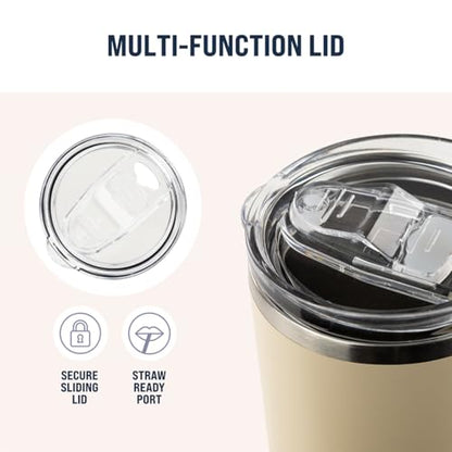Hogg 20 oz Skinny - Beige, Powder Coated Tumblers for Laser Engraving, Engravable Tumblers Bulk, Stainless Steel Cups Bulk, Insulated Cups with Lids - color: Beige