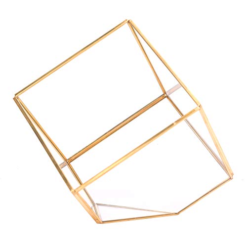 Geometric Glass Planter Gold Terrarium Container Home Desktop Decoration