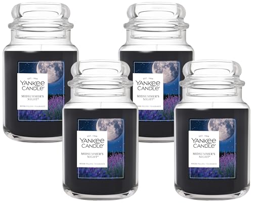 Yankee Candle Mid Summer's Night, Scented Candle, 22oz Large Jar with up to 150 Hour Burn, Giftable (Pack of 4) - color: MidSummer's Night, size: 22 Oz (Pack of 4)