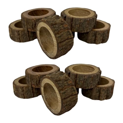 Napkin Holder Set of 12 Handmade Acacia Wood Dining Table Napkin Ring Classic Everyday Thanksgiving Holiday Christmas Festive Party Gift Farmhouse Décor - size: Rustic - Set of 12