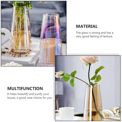 Amber Glass Flower Vase Decorative Flower Arrangement Container Nordic Creative Home Décor Floral Bottle for Living Room and Table Display