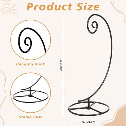 12 Pcs Ornament Display Stand 11 Inch Black Metal Stand for Hanging Glass Globe Terrariums, Witch Ball Festivals Wedding Ornament and Home Office Party Decor(Spiral) - style: Spiral