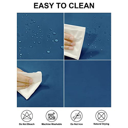 Fokitut 2 Pack Waterproof Round Tablecloth, 108 Inch, Stain Resistant and Wrinkle Polyester Table Cloth, Fabric Table Cover for Kitchen Dining, Wedding, Party, Holiday Dinner-Mediterranean Blue - color: Mediterranean Blue, size: Round-108''-2pack