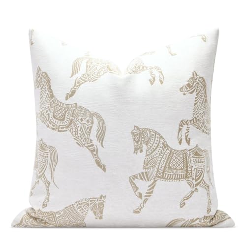 Throw Pillow Cover 18x18'' Inches, Double Sided Horse Chenille Jacquard Embroidery Couch Sofa Pillow Cushion Covers, Modern Equestrian Decorative Pillows Cover for Living Room Bedroom - color: Horse, size: 18" x 18" (Pack of 1)