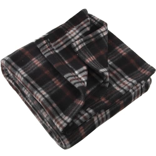 Trail maker 50x60 Throw Blankets, Plaid Fleece Throw Blankets for Bedroom, Couch, Livingroom, Chair, Pets, Outdoors - color: Brown