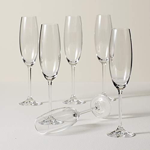 Lenox Tuscany Classics Champagne Flutes, 8oz, Set of 6 | european glass, 8oz capacity, dishwasher safe | 10 inch height | wedding and new year's hosting gift - size: 6 Count (8 Fl Oz), style: Party Flutes