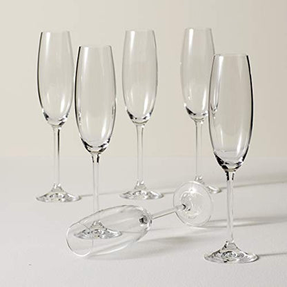 Lenox Tuscany Classics Champagne Flutes, 8oz, Set of 6 | european glass, 8oz capacity, dishwasher safe | 10 inch height | wedding and new year's hosting gift - size: 6 Count (8 Fl Oz), style: Party Flutes