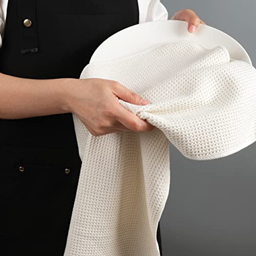 POLYTE 340 GSM Microfiber Waffle Kitchen Dish Tea Towel, 16x28 in, 12 Pack | Lint Free, Quick Dry - color: Dark Blue, Gray, Off White, size: 16x28 in