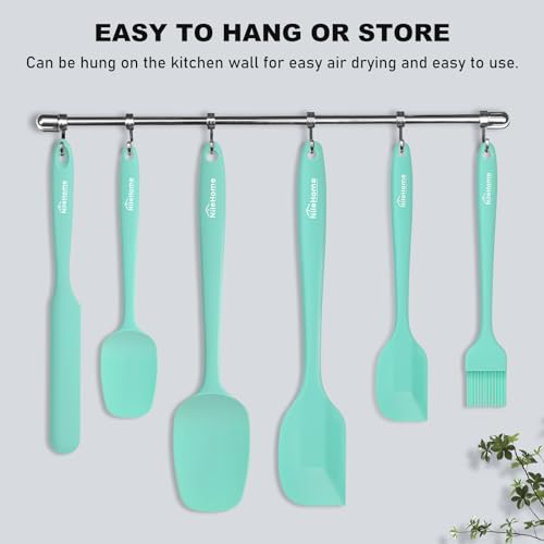 NileHome 6 Pieces Silicone Spatula Set with Silicone Brush,Turquoise | Food-Grade Material,Heat Resistant Up to 600°F,Dishwasher Safe,BPA-Free - color: Turquoise