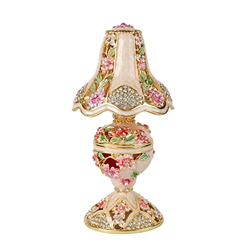 QIFU Vintage White Table Lamp Style Enameled Tirnke Box, Unique Gift for Family - color: White