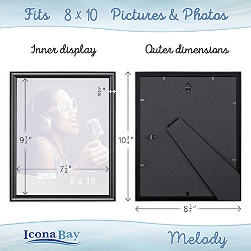 8x10 (20x25 cm) Picture Frames (Ink Black, 4 Pack), Contemporary Photo Frames, Melody Collection Picture Frame Set - color: Ink Black