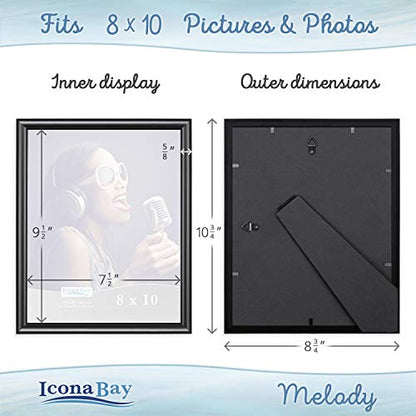 8x10 (20x25 cm) Picture Frames (Ink Black, 4 Pack), Contemporary Photo Frames, Melody Collection Picture Frame Set - color: Ink Black