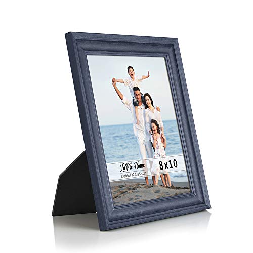 8x10 Picture Frames (3 Pack, Blue Wood Grain) Rustic Photo Frame Set with Tempered glass for Wall Mount & Table Top Display - color: Blue, size: 8x10