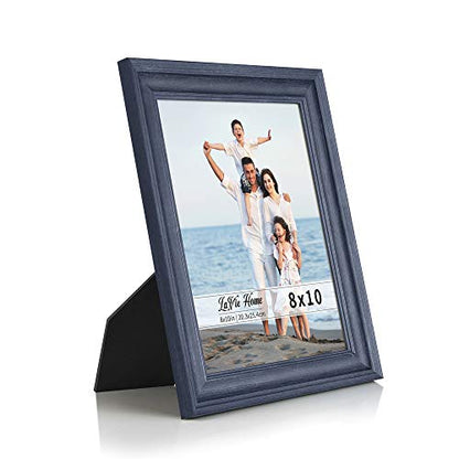 8x10 Picture Frames (3 Pack, Blue Wood Grain) Rustic Photo Frame Set with Tempered glass for Wall Mount & Table Top Display - color: Blue, size: 8x10