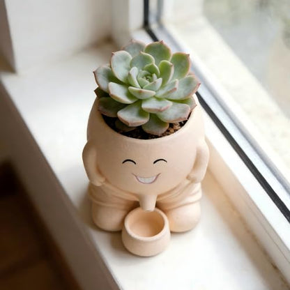 Funny Smiley Face Planter, Whimsical Flower Pot with Drainage Spout, Cute Succulent Planter for Indoor and Outdoor，Mother's Day Unique Gift for Plant Lovers