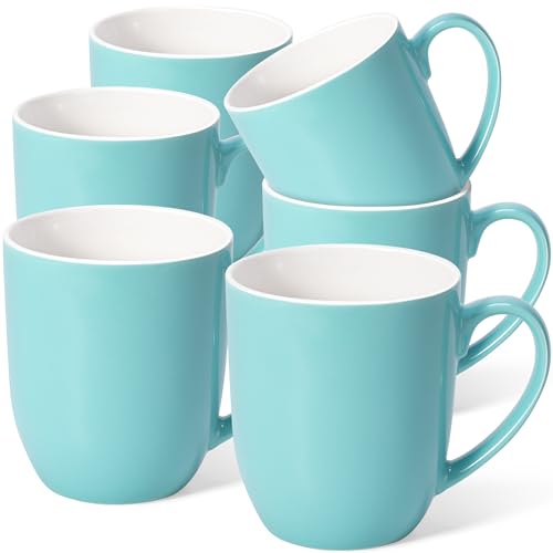 Urbanstrive 16 oz Large Coffee Mugs Set of 6 Ceramic Coffee Mug White Coffee Cups Tea Cups Idea Gift for Women Men House Warming Gifts New Home Office, Blue 6 Pack - color: Blue