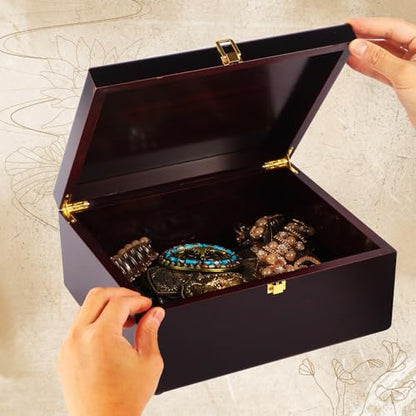 Tree of Life Wooden keepsake Box - Wooden Decorative Boxes with Lids/Keepsake Boxes with Lids - Wood Decorative Storage Boxes with Lids - Memorial Box (Tree of Life Black, Large)