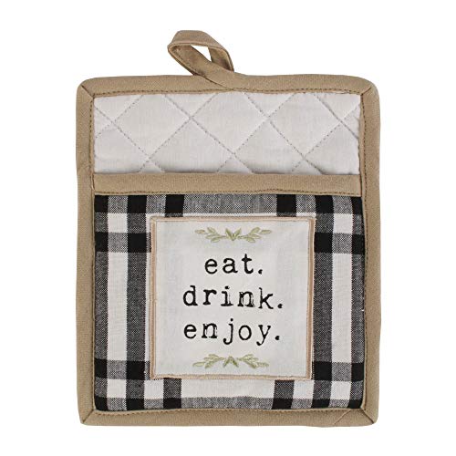 DII Home Sweet Farmhouse Kitchen Collection, Potholder/Oven Mitt/Dishtowel Set, Black, 4 Count - color: Black, size: Potholder/Oven Mitt/Dishtowel Set