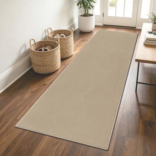 SHACOS Washable Runner Rugs 2'x6' Dirt Trapping Non Slip Rug Runners Floor Mats Carpet Runners for Hallway Kitchen Entryway Garage Bedroom Bathroom, Solid Beige - color: Solid Beige, size: 2' x 6'