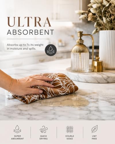 Kitchen Towels, Dish Towels for Kitchen, 3 Pc Kitchen Towel Set | Microfiber Waffle Towels, 16 x 26 inches, with Hanging Loops, Reusable Tea Towels, Cute Kitchen Towels - 3 Pack - color: Multicolor