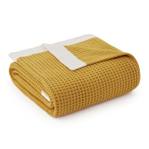 Chenille Throw Blanket, Soft Cozy Waffle Throw for Couch & Sofa, Warm Yet Lightweight, Breathable All-Season Throws for Women Men, Housewarming, Birthdays, 50"x60", Ginger - color: Ginger, size: Chenille Waffle Knit(50" x 60")