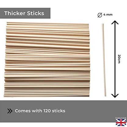 Ziffs Home® 120pcs Natural Fibre Reed Diffuser Sticks - 20cm/7.87in x 4mm/0.16in - Thick Diffuser Reeds Sticks - Diffuser Sticks for Diffuser Oils Fragrance Refill - Fibre Reeds for Diffusers - color: Natural - 7.87 Inch - 20cm