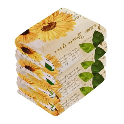 Sunflower Washcloths Set of 2, Highly Absorbent Soft Cotton Fingertip Towels for Bathroom, Kitchen, Gym, Spa, Home Decor 12 x 12 Inch