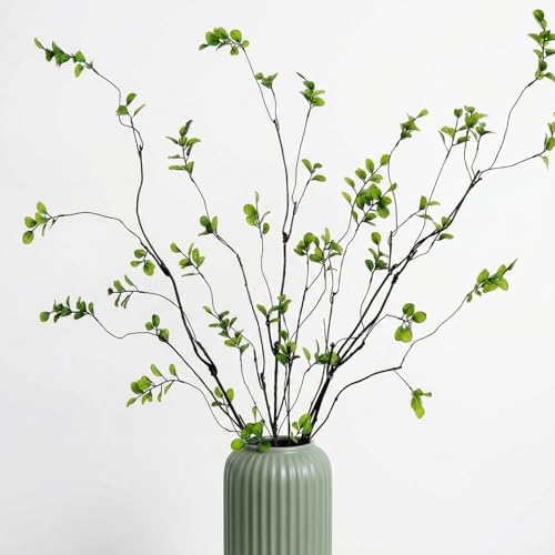 Giegxin 6 Pcs 35.4'' Artificial Ficus Branches for Vase Long Faux Greenery Stems Realistic Eucalyptus Twig Tall Fake Leaves UV Resis Plant for Vase Filler Home Table Centerpieces Office Decor (Green) - color: Green, size: 35.4''