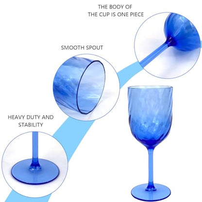 Yalin Set of 6 Unbreakable 15 oz Acrylic Plastic Wine and Water Tumbler Stackable Goblets. (Blue, 15 oz) - color: Blue, size: 15 oz