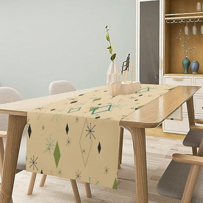 1950s Mid Century Table Runner, Modern Atomic Pattern Absctract Geometric Retro Dinner Runner for Home Kitchen Dining 13x36in - color: Mid Century-1, size: 13x36in