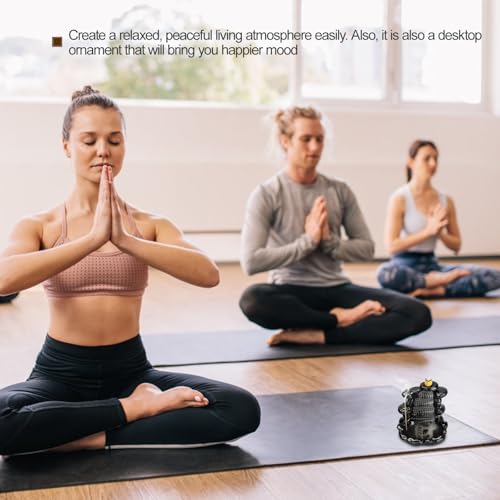 Cabilock Backflow Censer Burner Ceramic Incense Holder Waterfall Design Black Desktop Incense Ornament for Home Aromatherapy and Meditation