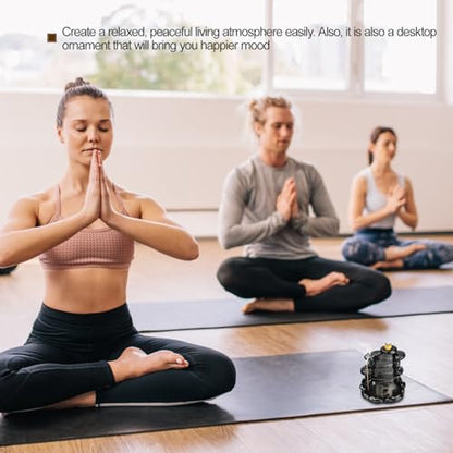 Cabilock Backflow Censer Burner Ceramic Incense Holder Waterfall Design Black Desktop Incense Ornament for Home Aromatherapy and Meditation