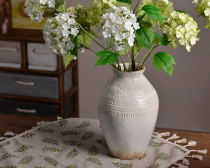 9.3 Inch Ceramic Rustic Flower Vase, White Boho Framhouse Vases Home Decor - color: 9.3 Inch-white