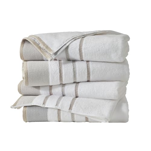 Great Bay Home Decorative Bath Towel Set - Cotton 4 Pack 54x27 Bath Towel Set - Durable Towels for Bathroom Decor (Glacier Grey/Cappuccino) - color: Glacier Grey / Cappuccino, size: Bath Towel (Pack of 4)