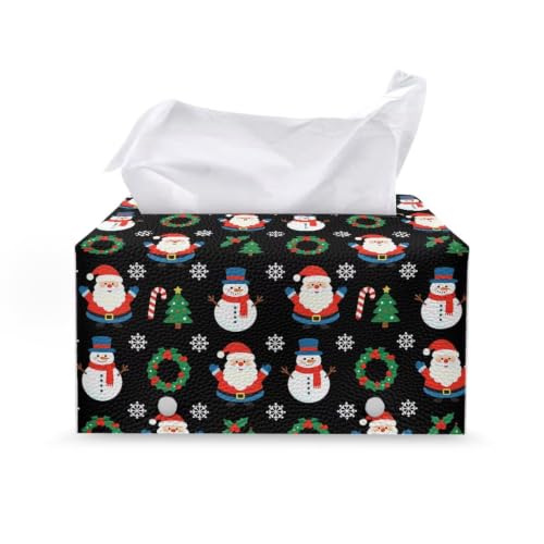 Christmas Snowman Tissue Box Cover PU Leather Facial Tissue Tissue Box Cover Rectangle Fashion Waterproof Tissue Cover Fashion Decorative Tissue Box Organizer - color: Christmas Snowman 05